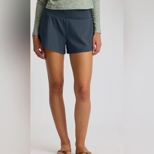 FREEFLY Women's Bamboo-Lined Active Breeze Short – 3" BLUE GREY large Gorpcore